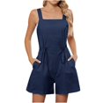 thumbnail image 1 of BLVB Women's Sleeveless Shorts Rompers Drawstring High Waist Square Neck Overall Casual Jumpsuits with Pocket 2025 Summer Clothes, 1 of 7