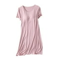 thumbnail image 1 of BLVB Womens Summer Nightgown Sleepshirts Short Sleeve Crewneck Nightshirt Soft Comfy Pajama Dress with Chest Pad, 1 of 9