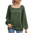 thumbnail image 1 of BLVB Women's Spring Fall Tunic Tops Square Collar Long Sleeve Shirts Solid Casual Loose Ladies Dressy Blouse, 1 of 5
