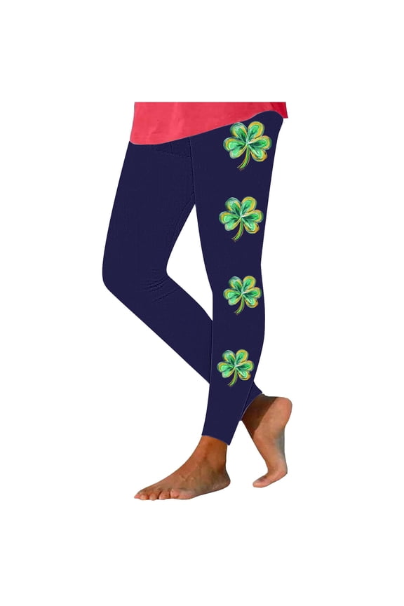 Women's St. Patrick's Day Shamrock Leggings Printed Green Clover Leaves High Waist Stretchy Soft Yoga Pants Workout Tights