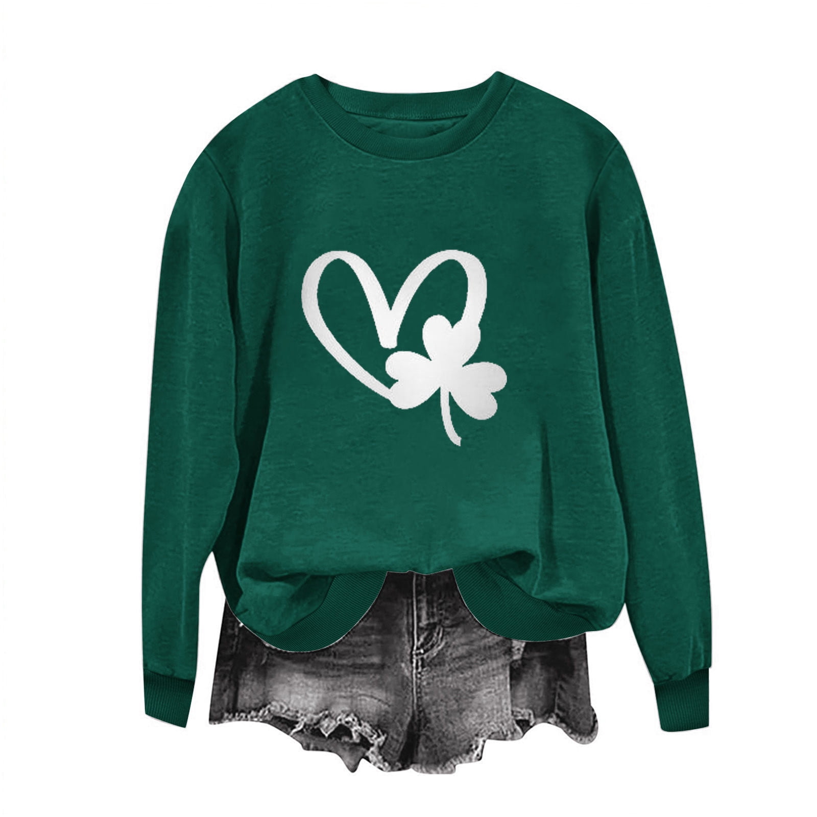 Women's St. Patrick's Day Crop Top – Long Sleeve Shamrock Graphic Irish Shirt, Green Festival Party Top