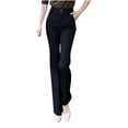 thumbnail image 1 of BLVB Women's Straight Leg Dress Pants Stretchy High Waisted Work Office Trousers Casual Loose Pants with Pockets, 1 of 6