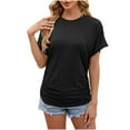 thumbnail image 1 of BLVB Women's Summer Basic Shirts Crew Neck Short Sleeve Tunic Tops Casual Solid Color Ladies Dressy Blouse Tees, 1 of 4
