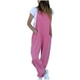 thumbnail image 1 of BLVB Women's Summer Casual Bib Overalls Baggy Sleeveless Suspender Wide Leg Beach Jumpsuits Rompers with Pockets, 1 of 6