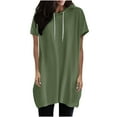 thumbnail image 1 of BLVB Women's Summer Hoodies Pullover Short Sleeve Solid Color Soft Loose Casual Shirt Tops Blouse with Drawstring, 1 of 6