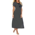 thumbnail image 1 of BLVB Women's Summer Nightgown Striped Button Short Sleeve Sleepshirt Casual Split Comfy Pajama Long Dress with Pockets, 1 of 6