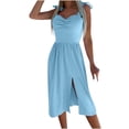 thumbnail image 1 of BLVB Women’s Summer Slip Dress Sweetheart Neckline Knot Strap Slit Sleeveless Elegant Midi Party Cocktail Dress, 1 of 6
