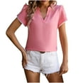 thumbnail image 1 of BLVB Women's Summer Tunic Tops Petal Short Sleeve V Neck Shirts Casual Blouse Spring Cute Loose T-Shirts 2025 Trendy, 1 of 6