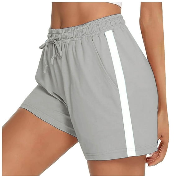 BLVB Women's Sweat Shorts with Pockets Casual Summer Drawstring Elastic Waist Running Shorts Loose Lounge Shorts