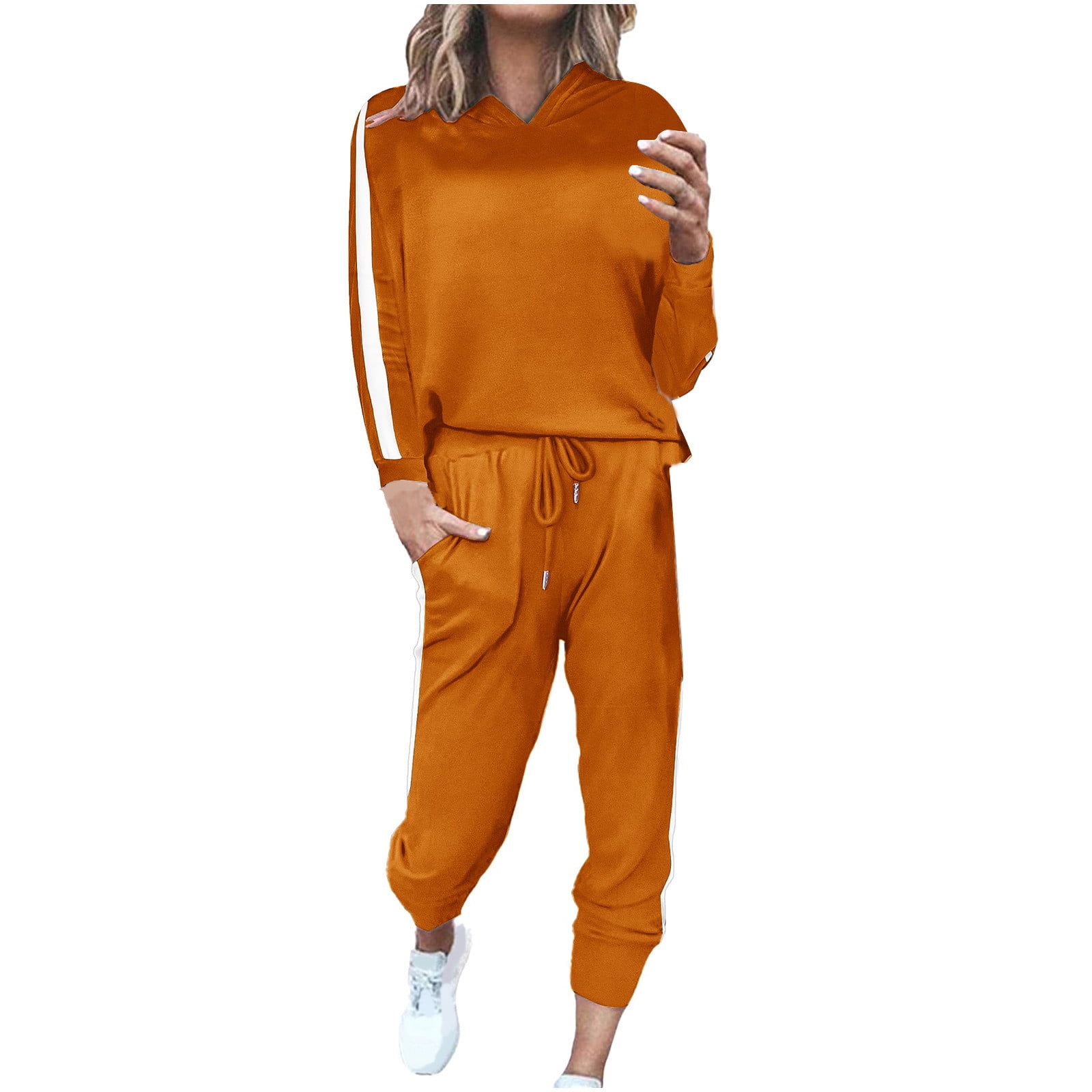 BLVB Women's Sweatsuit Set Velour Long Sleeve Hoodie Sweatshirt Jogger