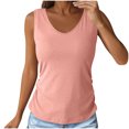 thumbnail image 1 of BLVB Women's Tank Tops Ribbed V Neck Sleeveless T Shirts Summer Slim Fitted Basic Tee Tops Cami Shirt with Side Shirring, 1 of 7
