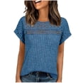 thumbnail image 1 of BLVB Women's Tops Casual Crewneck Short Sleeve Ribbed Knit Hollow out Shirts Loose Summer Fashion Tunic Tops Blouses, 1 of 6