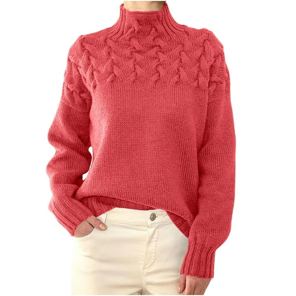 BLVB Women’s Turtleneck Knitted Sweater Long Sleeves Casual Loose Pullover Tops Fall Winter Soft Sweater Tops