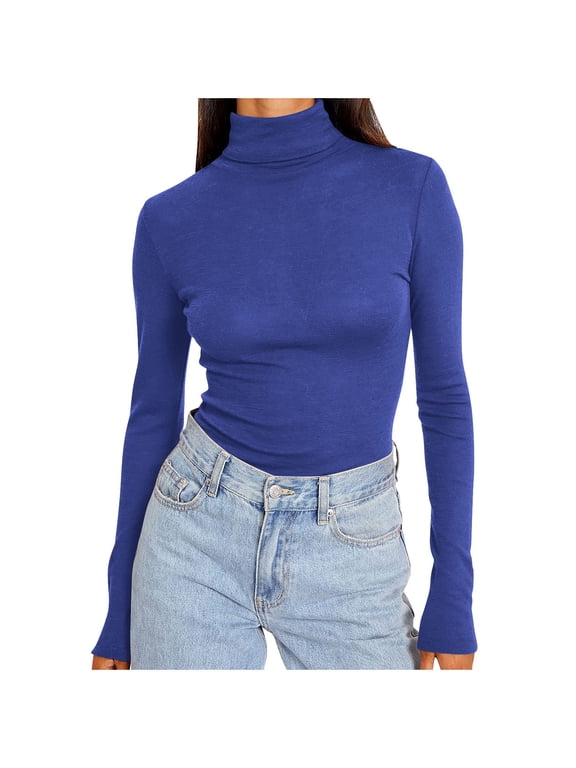 Women's Turtleneck Long Sleeve Base Layer Shirts Fall Fashion Basic Thermal Underwear Tops Winter Clothes
