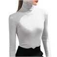 thumbnail image 1 of BLVB Women's Turtleneck Long Sleeve Shirts Fall Fashion Basic Active Layering Slim Soft Thermal Underwear Tops, 1 of 3
