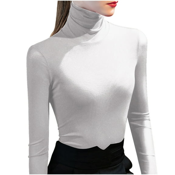 BLVB Women's Turtleneck Long Sleeve Shirts Fall Fashion Basic Active Layering Slim Soft Thermal Underwear Tops