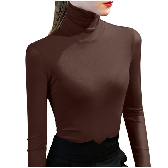 BLVB Women's Turtleneck Long Sleeve Shirts Fall Fashion Basic Active Layering Slim Soft Thermal Underwear Tops
