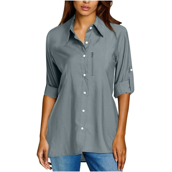 BLVB Women's UV Sun Protection Button down Shirt Upf 50 Long Sleeve Outdoor Cool Quick Dry Fishing Hiking Travel Shirts