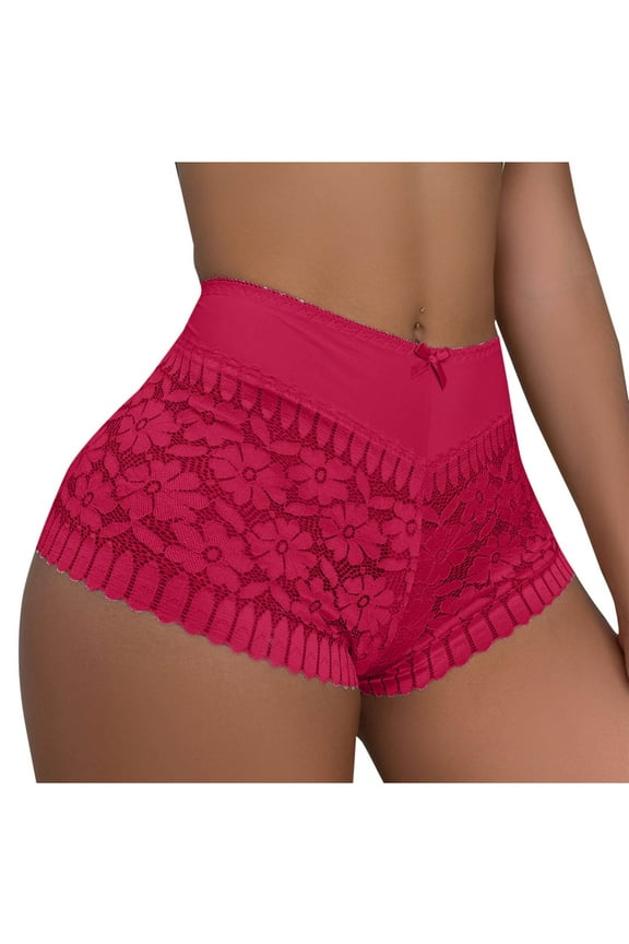 Women's Underwear Floral Lace Boyshort Panties High Waist Hipster Full Coverage Boxer Briefs
