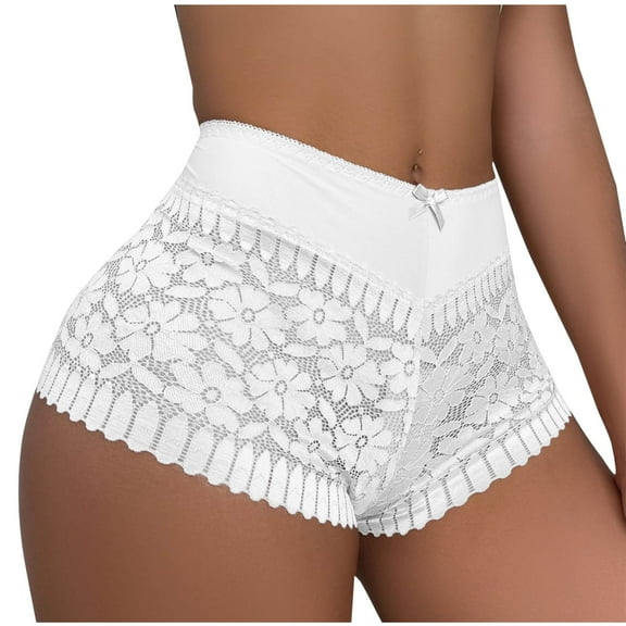 BLVB Women's Underwear Floral Lace Boyshort Panties High Waist Hipster Full Coverage Boxer Briefs