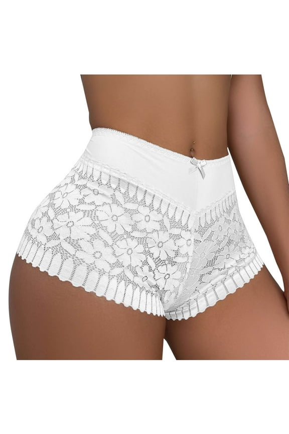 Women's Underwear Floral Lace Boyshort Panties High Waist Hipster Full Coverage Boxer Briefs