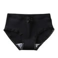 thumbnail image 1 of BLVB Women's Underwear Lace Trim Ribbed Mid High Waisted Briefs Stretch Full Coverage Panties Underpants, 1 of 3