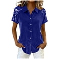 thumbnail image 1 of BLVB Women's Velvet Button down Shirts Sequin Splicing Short Sleeve Tops Casual Fashion Collared Shirts for Party Club, 1 of 5