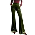 thumbnail image 1 of BLVB Women's Velvet Pants Bell Bottom Flare Palazzo Pants High Waisted Warm Long Pants Casual Streetwear Trousers, 1 of 7