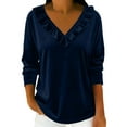 thumbnail image 1 of BLVB Women's Velvet Tops Long Sleeve Ruffle V Neck Blouse Spring Fall Trendy Party Holiday Shirts, 1 of 6