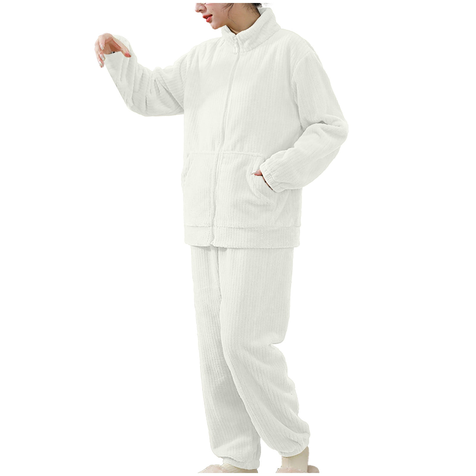 BLVB Women's Warm Winter Plush Fleece Pajamas 2 Piece Outfits Thicked ...