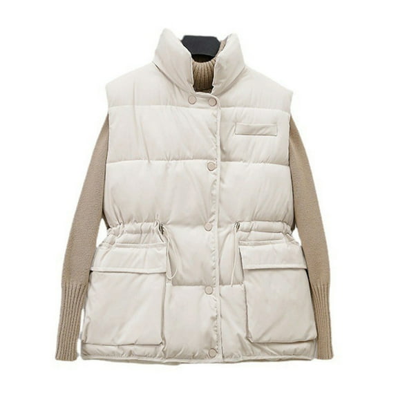BLVB Women's Warm Winter Puffer Vest Jacket Sleeveless Stand Collar Windproof Padded down Coats with Pockets