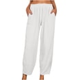 thumbnail image 1 of BLVB Women's Wide Leg Cropped Pants Casual Baggy Elastic Waist Summer Plus Size Lounge Trousers with Pockets, 1 of 9