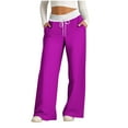 thumbnail image 1 of BLVB Women's Wide Leg Sweatpants High Waisted Color Block Casual Baggy Lounge Pants Drawstring Athletic Joggers, 1 of 4