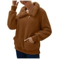 thumbnail image 1 of BLVB Women's Winter Cozy Fuzzy Fleece Sweatshirts Lapel Zipper Warm Pullover Plush Outerwear Jackets with Pockets, 1 of 6