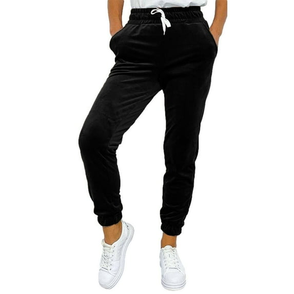BLVB Women's Winter Warm Velour Sweatpants Velvet Joggers Cozy Active Running Lounge Pants Trousers with Pockets