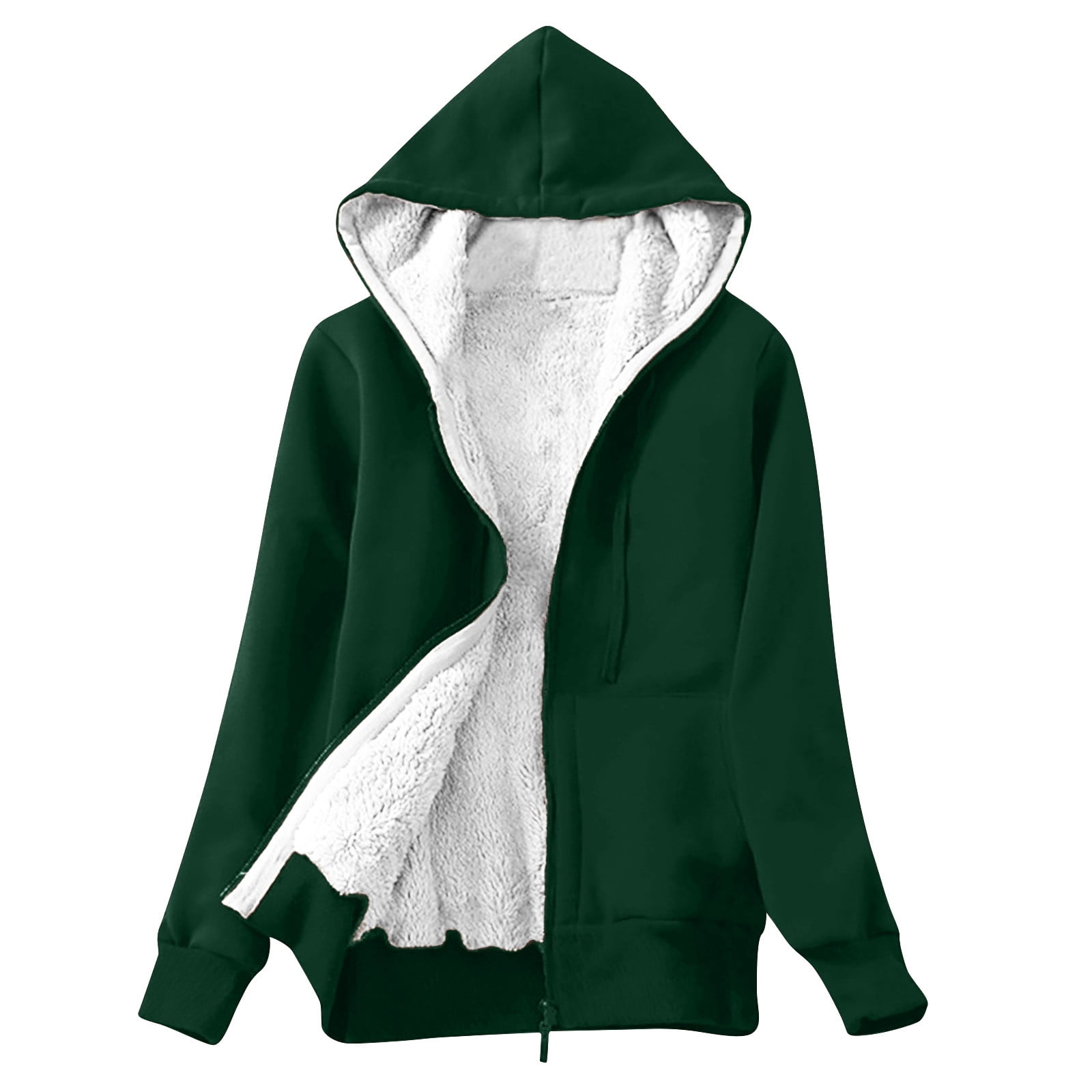 Women s Winter Zip up Hoodies Coat Sherpa Fleece Warm Heavyweight
