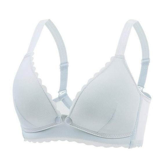 BLVB Women's Wireless Comfort Bra Full Coverage Everyday Bra Bralette with Soft Support Light Blue