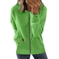 thumbnail image 1 of BLVB Women's Zip Up Hoodies Teen Girls Casual Solid Sweatshirt Fall Clothing Casual Drawstring Jacket with Pockets Green, 1 of 5