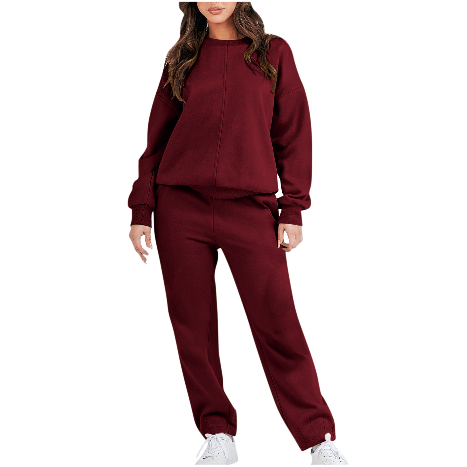 BLVB Womens 2 Piece Sweatsuits Sets Long Sleeve Crew Neck Pullover with ...