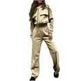 thumbnail image 1 of BLVB Womens 2 Piece Tracksuit Outfit Zipper Drawstring Crop Jackets with Wide Leg Pants Travel Sweatsuits Lounge Sets, 1 of 7