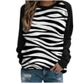 thumbnail image 1 of BLVB Womens 2023 Simple Crewneck Long Sleeve Sweatshirts Casual Trendy Print Thin Pullover Raglan Tunic Tops Shirts Black A3, 1 of 3