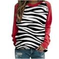 thumbnail image 1 of BLVB Womens 2023 Simple Crewneck Long Sleeve Sweatshirts Casual Trendy Print Thin Pullover Raglan Tunic Tops Shirts Red A3, 1 of 3