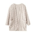 thumbnail image 1 of BLVB Womens Fall Winter Long Sleeve Fuzzy Fleece Open Front Cardigans Jacket Coats Outerwear Loungewear with Pocket, 1 of 7