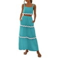 thumbnail image 1 of BLVB Womens 2024 Summer Two Piece Vacation Beach Outfits Sleeveless Cropped Tank Tops and Flowy Pockets Long Maxi Skirt Sets, 1 of 7