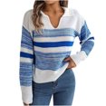 thumbnail image 1 of BLVB Womens Fall Sweaters V Neck Long Sleeve Color Block Striped Casual Knit Pullover Sweater Tops for Women, 1 of 5