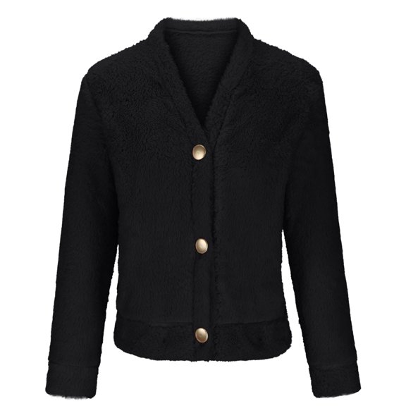 BLVB Womens Fleece Cardigan Long Sleeve Plush Button Down Soft Sweaters Fuzzy Warm Fall Winter Coats Outwear