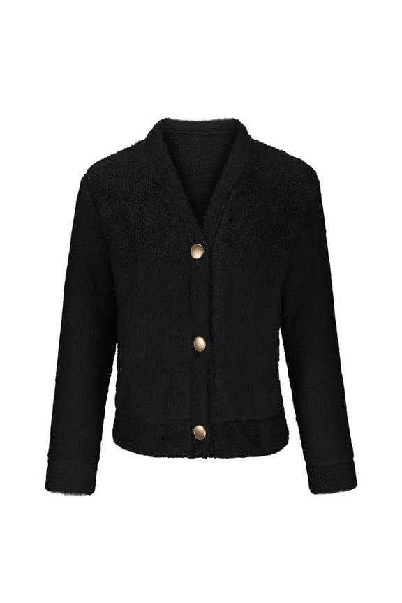 Womens Fleece Cardigan Long Sleeve Plush Button Down Soft Sweaters Fuzzy Warm Fall Winter Coats Outwear