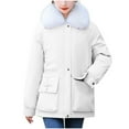 thumbnail image 1 of BLVB Womens Winter Coats Thicken Warm Down Puffer Jackets Fuzzy Fleece Lapel Collar Outerwear with Pockets, 1 of 3