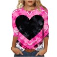 thumbnail image 1 of BLVB Womens 3/4 Sleeve Crew Neck T-Shirts Valentina's Day Spring Shirts Love Heart Printed Graphic Tees Tops Gifts, 1 of 6