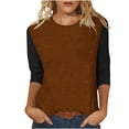 thumbnail image 1 of BLVB Womens 3/4 Sleeve Tunic Tops Trendy Color Block Crewneck Spring T-Shirts Casual Loose Comfy Going out Tee Shirts, 1 of 5